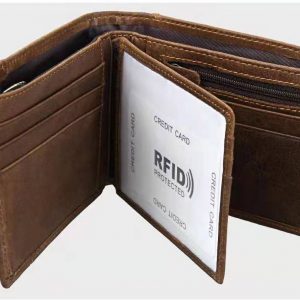 Genuine Leather Wallet (Double Stitched and RFID) - Dark Brown - 1