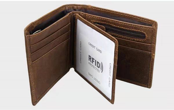 Genuine Leather Wallet (Double Stitched and RFID) - Dark Brown - 1