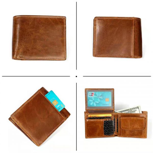 Genuine Leather Wallet (Double Stitched and RFID) Light Brown