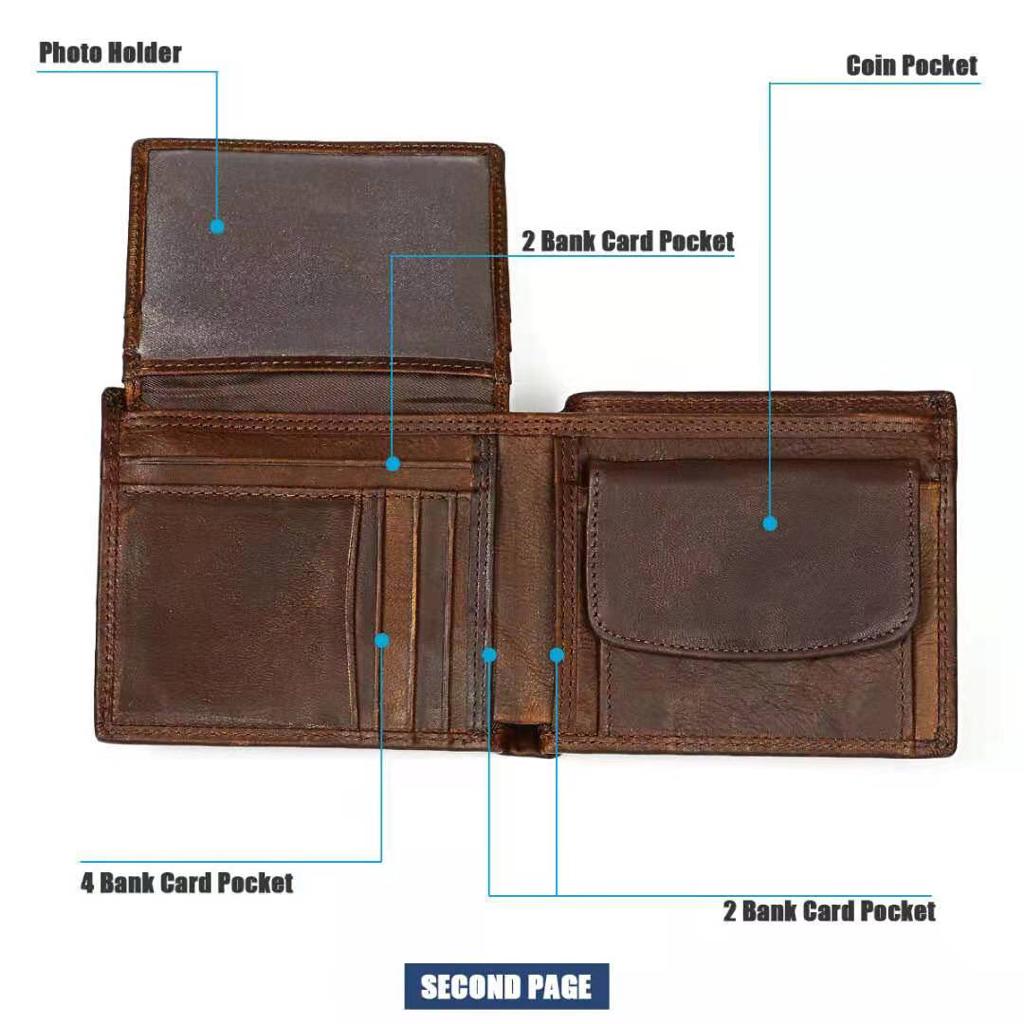 Double stitch Genuine leather wallet - Kiwi Merino
