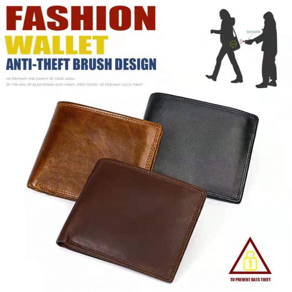 Double stitch Genuine leather wallet