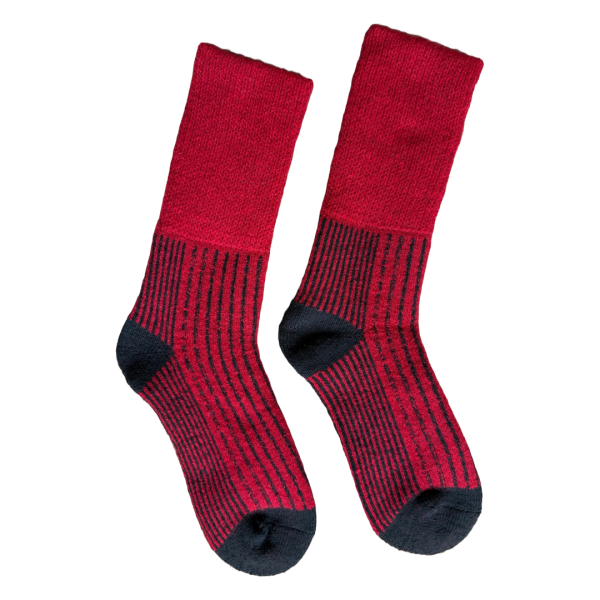 Possum and Merino Socks with Comfort Top (Cherry Red)